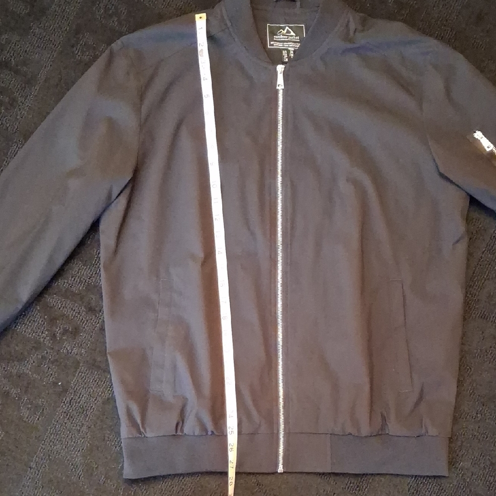 Men's Black Bomber Jacket - Classic Zip Front - Picture 12 of 12